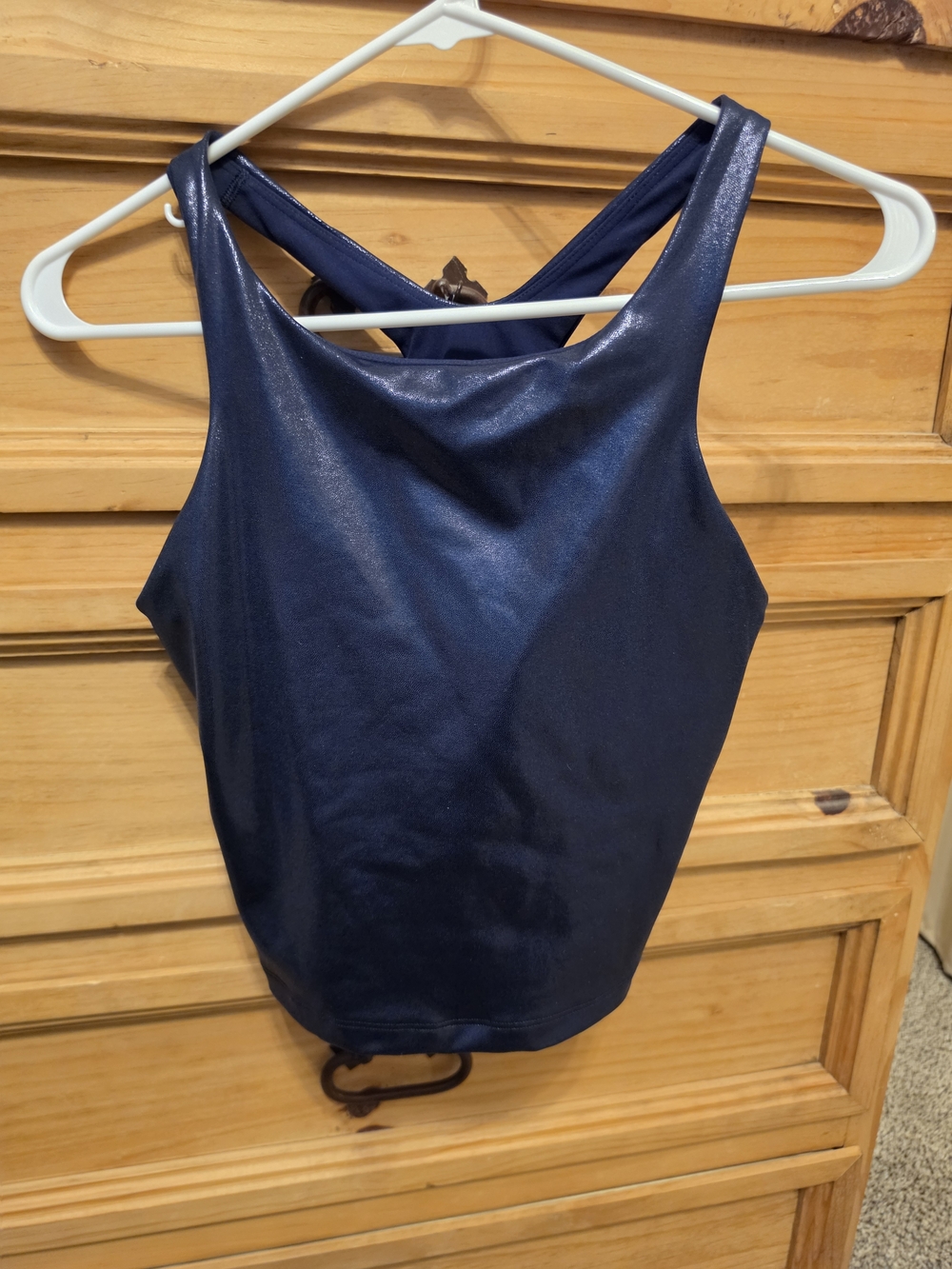 Athleta Simone Biles Navy Shimmery Strappy Sports Bra